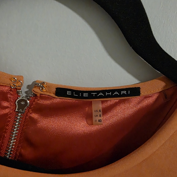 Elie Tahari Orange and Red Colorblock Midi Dress - Picture 3 of 9